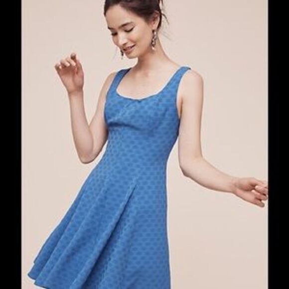 Eva Franco Dresses & Skirts - Eva Franco Anthropologie  short sleeves electric  blue short Fit and Flare Dress
